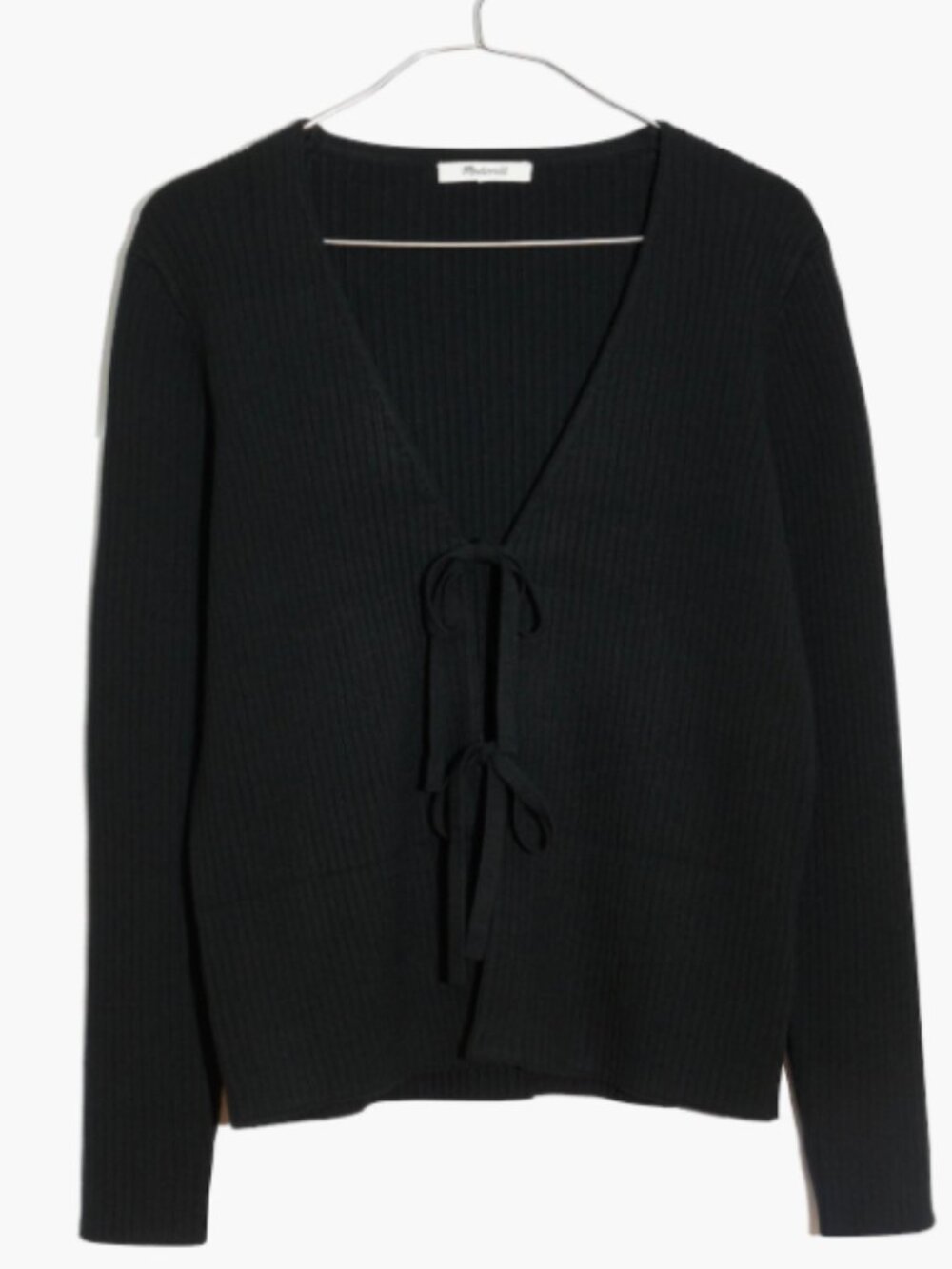 Madewell Tie-Front Bellemoor Ribbed Cardigan Sweater | XS